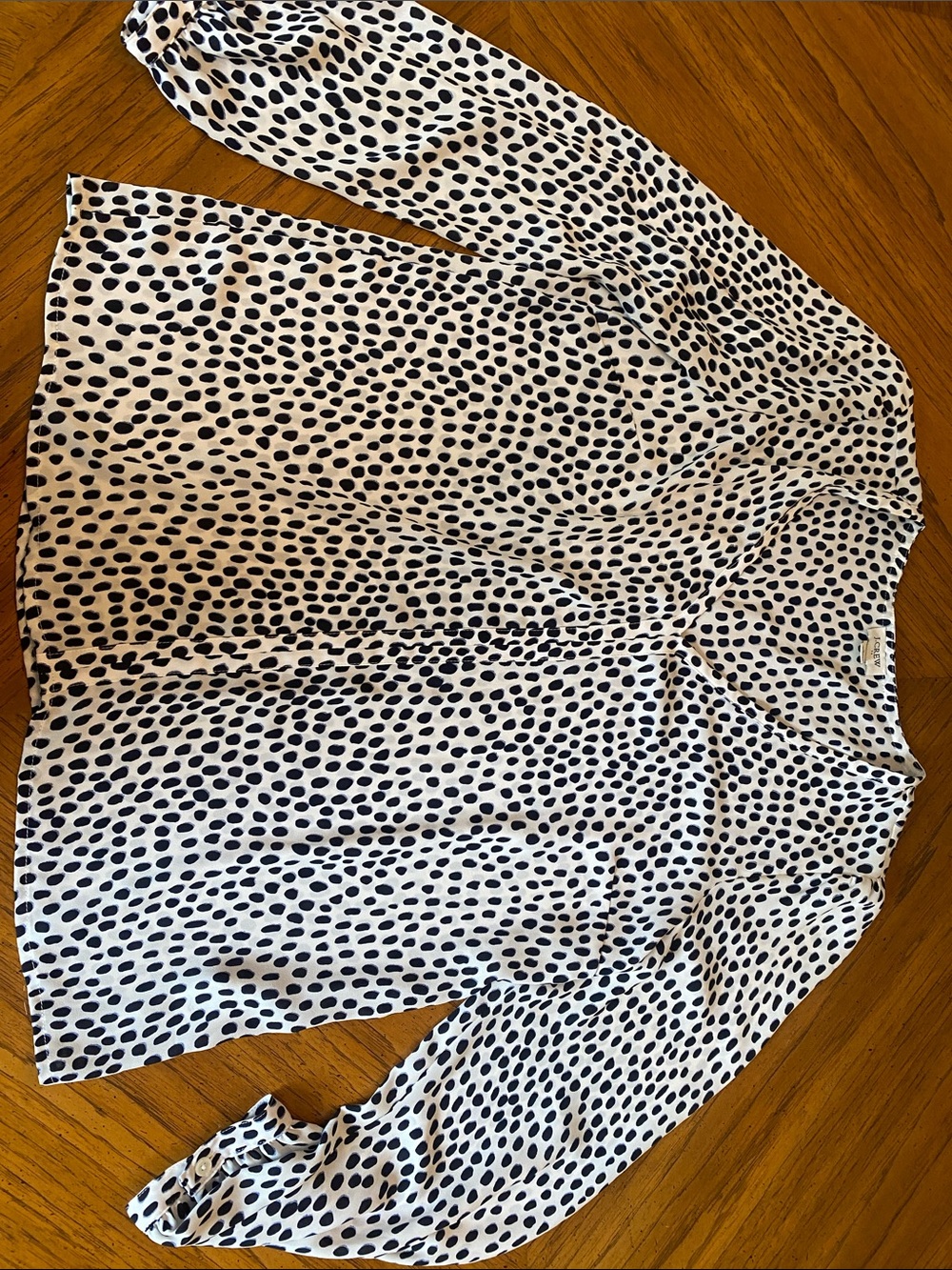 J. Crew Factory White Blouse with Black Dot Print